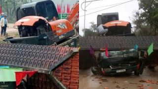 Hiện trường kinh hoàng vụ xe tải chở xe múc làm sập cổng chào ở Đà Nẵng, 2 người tử vong thương tâm