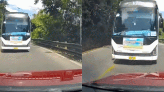 Xe khách chở học sinh đi dã ngoại thản nhiên chạy người chiều, vượt ẩu trên đèo Bảo Lộc gây bức xúc