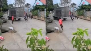 Camera ghi lại cảnh xe tải mất phanh, tuột dốc nguy hiểm, hành động của 3 học sinh khiến CĐM vỗ tay