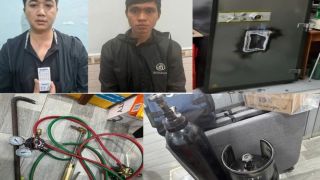 Mang đèn khò, bình gas đột nhập tiệm vàng giữa đêm để phá két sắt, 2 đối tượng bị bắt quả tang