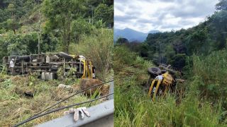 Khoảnh khắc xe tải lao xuống vực trên đèo Bảo Lộc khiến 2 người thương vong, hiện trường đau lòng