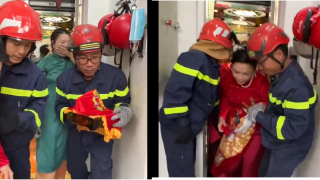 Nghẹt thở giải cứu cô dâu, chú rể kẹt trong thang máy ngay sát giờ rước dâu