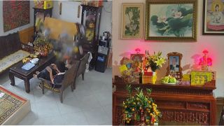 Camera ghi lại cảnh bàn thờ đột ngột đổ sập ngày mùng 1 Tết, gia chủ ngồi ngay dưới thoát nạn thần kỳ