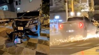 Tạm giữ tài xế bán tải tông người rồi kéo lê xe máy suốt 1km, camera ghi lại cảnh tượng đáng sợ