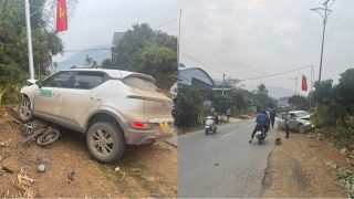 Ô tô lấn làn húc văng xe máy khiến 1 hiệu trưởng tử vong tại chỗ, camera ghi lại toàn bộ diễn biến