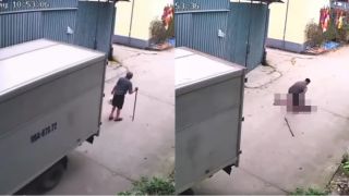 Xe tải lùi bất cẩn cuốn cụ ông đang đi bộ vào gầm, camera ghi lại hành động gây tranh cãi của tài xế