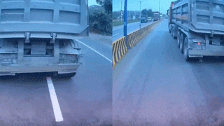 TP.HCM: Camera ghi lại cảnh tài xế xe ben liên tục lạng lách, chèn ép không cho ô tô tải vượt qua