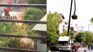 Cận cảnh vụ cần cẩu vướng dây điện khiến tài xế tử vong tại chỗ: Lửa điện phụt lên tại hiện trường