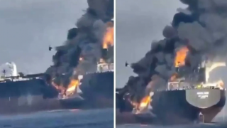 Nghi trúng hỏa lực Iran, tàu chở dầu Kuwait bốc cháy ngoài khơi Dubai