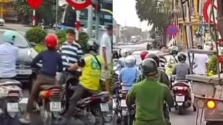 Công an xác minh ô tô dừng ngược chiều, hành hung tài xế xe máy ở Hà Nội: Làm rõ nguyên nhân mâu thuẫn