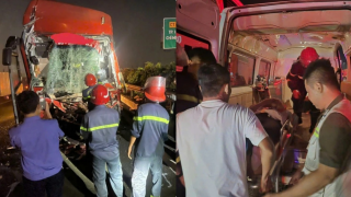 Hiện trường vụ tai nạn trên cao tốc TP.HCM – Long Thành: Xe khách 'dập đầu' xe đầu kéo, tài xế tử vong