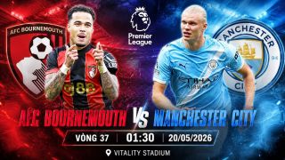 TRỰC TIẾP bóng đá Bournemouth vs Man City - Vòng 37 Ngoại hạng Anh - Link xem trực tiếp Bournemouth vs Man City
