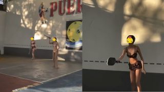 Hai hotgirl đi dép tông, diện bikini đánh pickleball giữa trời nắng nóng, CĐM lập tức soi ra địa điểm