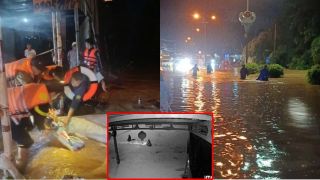 Camera ghi lại cảnh 3 người phụ nữ đi xe máy bị cuốn trôi trong cơn mưa lớn ở Đồng Nai