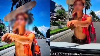 Thanh niên trượt ván ở làn ô tô, dọa đập xe và thách thức ‘biết bố mày là ai không’, công an vào cuộc