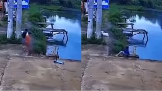 Bé 11 tuổi nhanh trí cứu em họ rơi xuống hồ: Định lao xuống nước, dùng scooter cho em bám vào