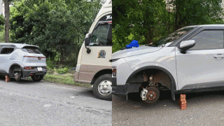 Hà Nội: Chủ xe hoang mang khi phát hiện xe ô tô bị tháo mất 2 bánh, hiện trường vụ việc gây ngỡ ngàng