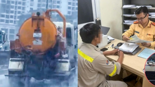 Tài xế xe bồn để chất thải tràn xuống đường Vành đai 3 Hà Nội bị phạt, khai nhận gì với công an?