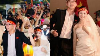 Cặp đôi ở Hà Nội tiết lộ điều bất ngờ phía sau bộ ảnh cưới giữa đêm Việt Nam vô địch