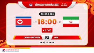 Link xem trực tiếp U20 Triều Tiên vs U20 Iran hôm nay 3/9 - TV360 trực tiếp Vòng loại U20 châu Á 2027