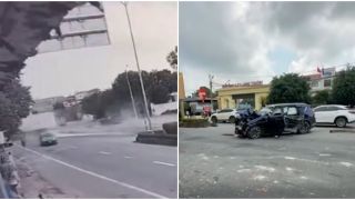 Camera ghi lại tai nạn liên hoàn giữa nhiều ô tô trên QL1A  khiến 1 người chết, 3 người bị thương