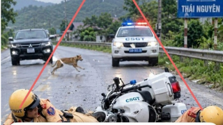 Sự thật hình ảnh 2 CSGT gặp tai nạn khi đang làm nhiệm vụ ở Thái Nguyên