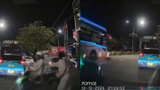 Trích xuất camera vụ người đàn ông lao ra đường sau cãi nhau với bạn gái, bị xe khách tông văng