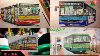 Bộ sưu tập tranh vẽ đặc biệt về xe bus Hà Nội lay động trái tim hàng triệu người Việt Nam