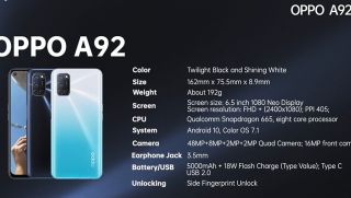 OPPO A92 ra mắt: Pin 5,000 mAh, Snapdragon 665, màn hình đục lỗ, giá 6.5 triệu đồng