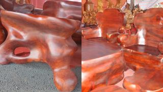 Bộ bàn ghế độc nhất vô nhị làm từ gỗ hương đỏ nguyên khối: Giá hàng tỷ đồng, nặng tới 1,3 tấn