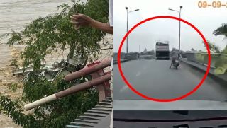 Video kinh hoàng vụ sập cầu tỉnh Phú Thọ: Lặng người trước giây phút tử thần của tài xế xe container