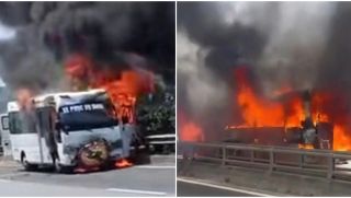 Xôn xao hình ảnh xe tang chở 21 người bốc cháy ngùn ngụt trên cao tốc Nội – Lào Cai