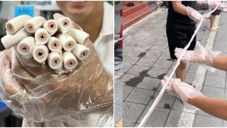 Căng: Tiktoker ‘Thế lòng se điếu’ khoe cỗ lòng se điếu dài 40m chính thức ‘gặp biến’