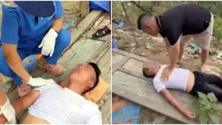 Gần 2 phút thót tim giải cứu thanh niên trói tay nhảy cầu Thanh Trì