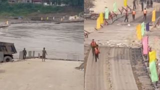 Nước lũ dâng cao, đơn vị vận hành phải cắt khẩn cấp cầu phao Phong Châu (Phú Thọ)