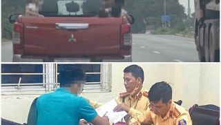 Nam thanh niên 'cả gan' trở 6 em nhỏ trên thùng xe bán tải đi dọc Đại lộ Thăng Long, chuyện gì đây?