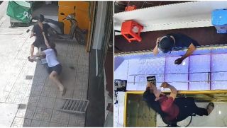 Đứng tim khoảnh khắc tên cướp giả khách vào tiệm cướp vàng, kéo lê nữ nhân viên trên đường