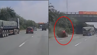 Camera ghi lại cảnh gây phẫn nộ: Xe tải phóng ẩu, húc Kia Morning xoay vòng rồi thản nhiên bỏ đi
