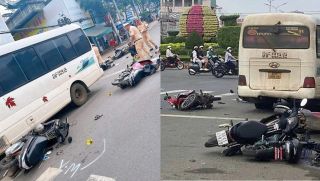 Cảnh tượng ám ảnh khi ô tô 29 chỗ lao vào loạt xe máy chờ đèn đỏ ở Đồng Nai, nhiều người bị thương