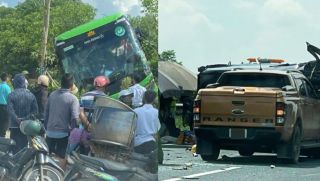 Hiện trường vụ tai nạn 4 xe trên cao tốc Pháp Vân – Cầu Giẽ: Limousine biến dạng, hành khách nằm la liệt 