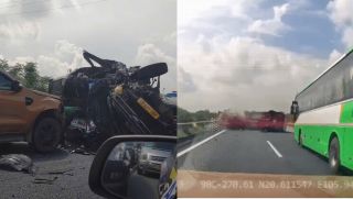 Camera ghi lại khoảnh khắc limousine đâm vào xe bồn, gây tai nạn liên hoàn ở cao tốc Pháp Vân – Cầu Giẽ