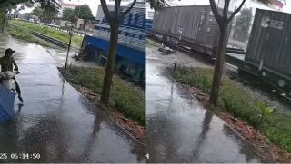 Camera ghi lại cảnh người phụ nữ đi xe máy va chạm với tàu hỏa, nạn nhân thoát chết thần kỳ