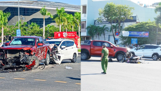Hiện trường vụ tai nạn liên hoàn giữa 4 ô tô và một xe máy ở Đà Nẵng: Hư hỏng nặng, túi khí bung loạt