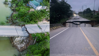 Thiệt hại vụ đường dẫn lên cầu Tát Luông ở Tuyên Quang bị sập gãy trong đêm, xác định nguyên nhân ban đầu? 