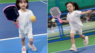 Con gái Đông Nhi tỏa nắng trên sân pickleball, cầm vợt hàng hiệu nhiều người mơ ước
