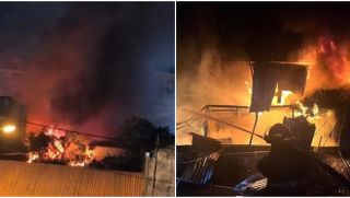 Cháy lớn tại nhà xưởng ở Nguyễn Khoái, khói đen cuồn cuộn bốc lên khiến người dân hoảng sợ