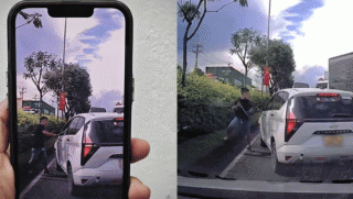 TP.HCM: Camera ghi lại cảnh tài xế xe tải lạng lách, vượt lên đập vỡ cửa kính ô tô đi cùng chiều 