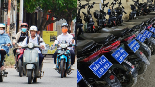 Luật sư nói gì về 400 biển tên gắn lên xe điện của học sinh?