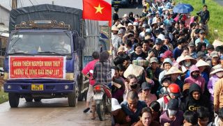 Đoàn xe cứu trợ nối đuôi nhau vào vùng lũ Đắk Lắk, len lỏi từng đường làng ngõ xóm trao quà