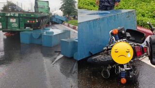 Hiện trường 4 khối sắt rơi khỏi xe container, trúng người đi xe máy ở TP.HCM: Nhân chứng tiết lộ diễn biến ám ảnh 